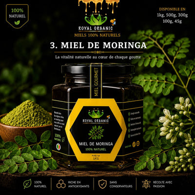 Pot de Miel de Moringa Royal Organic - 100% naturel Sénégal - Tearanga