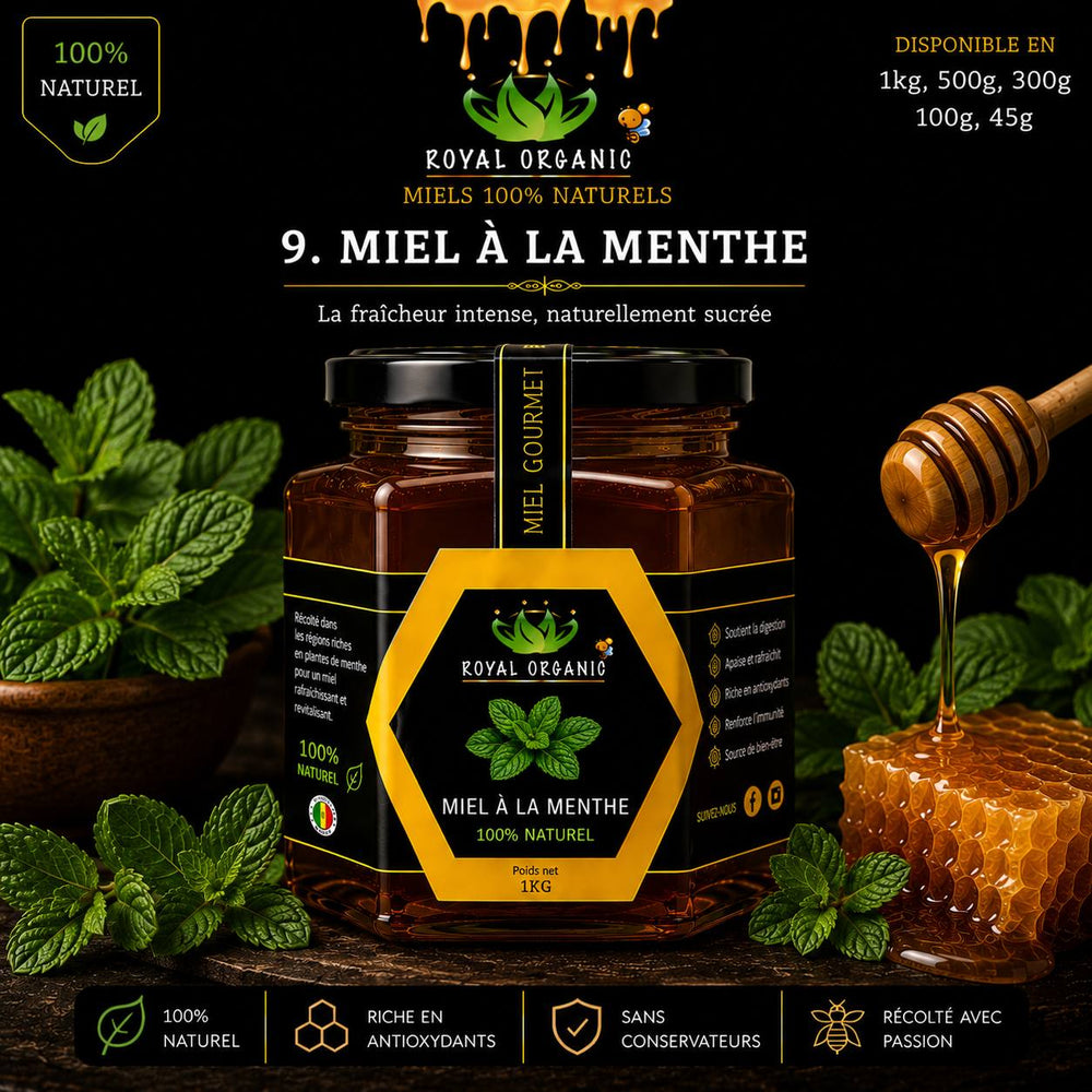 Pot de Miel à la Menthe Royal Organic - 100% naturel Sénégal - Tearanga