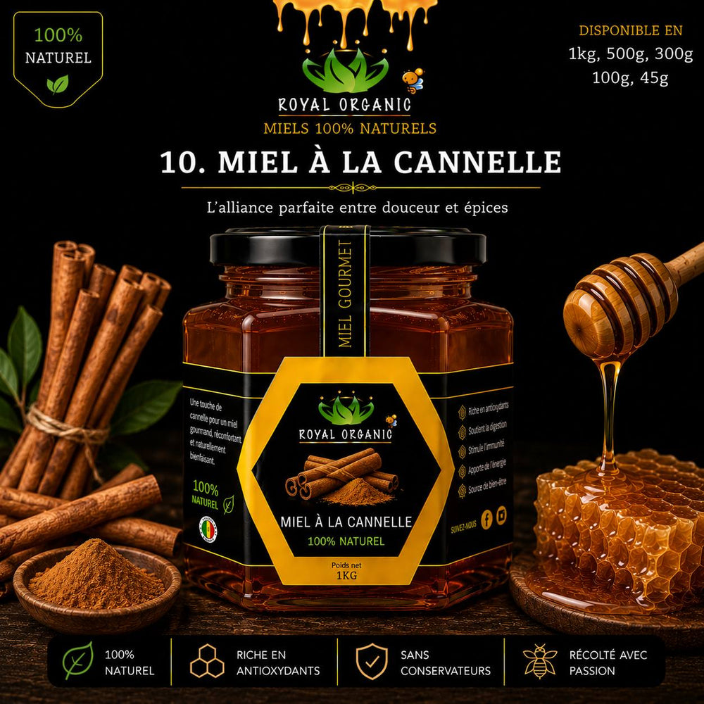 Pot de Miel à la Cannelle Royal Organic - 100% naturel Sénégal - Tearanga