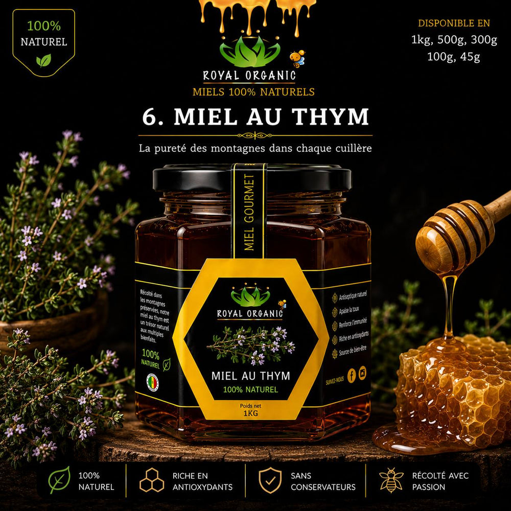 Pot de Miel au Thym Royal Organic - 100% naturel Sénégal - Tearanga