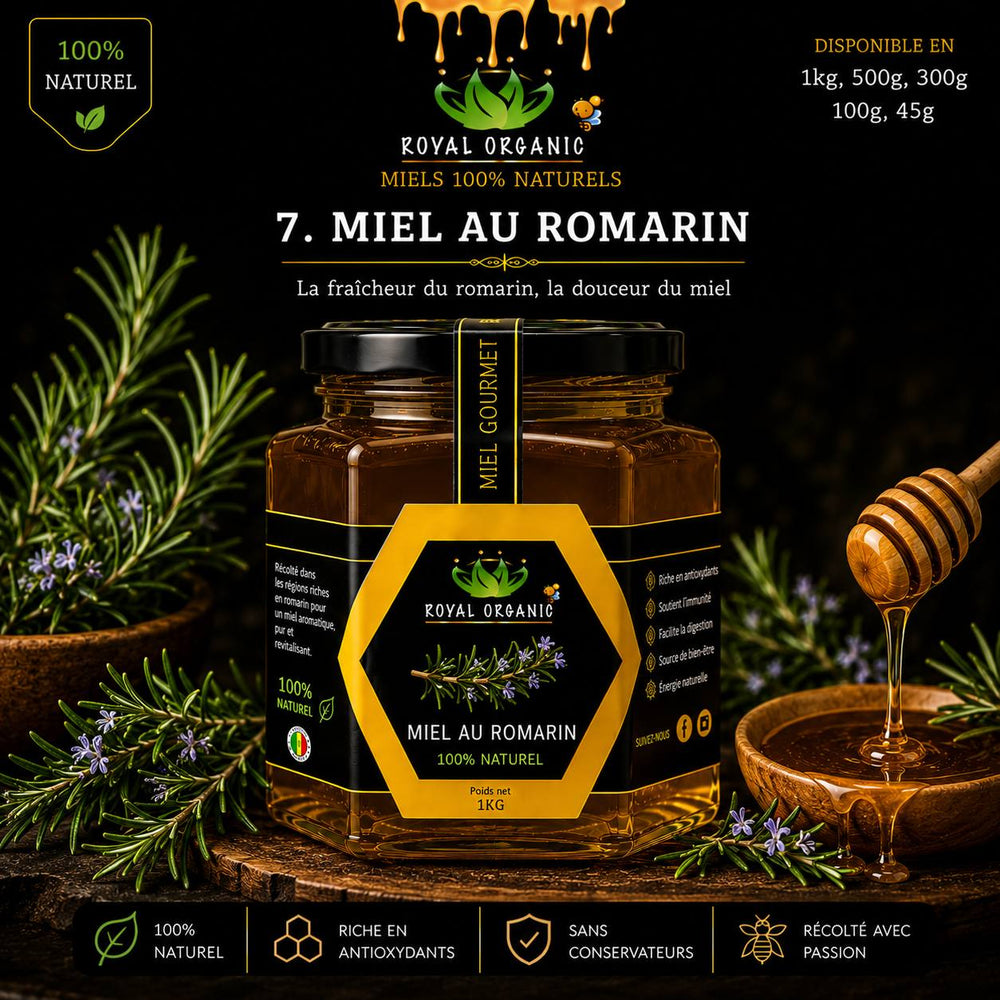 Pot de Miel au Romarin Royal Organic - 100% naturel Sénégal - Tearanga