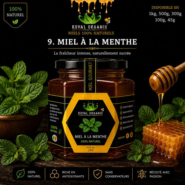 Pot de Miel à la Menthe Royal Organic - 100% naturel Sénégal - Tearanga
