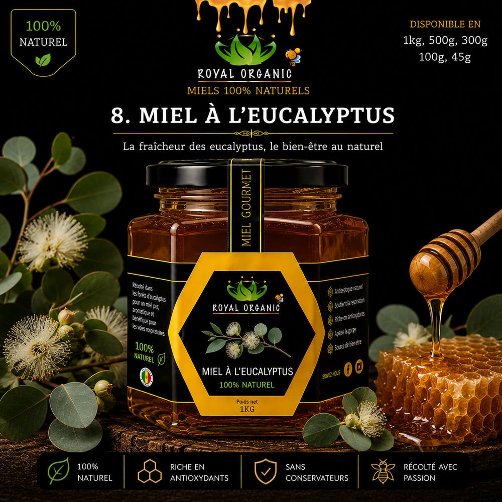 Pot de Miel à l'Eucalyptus Royal Organic - 100% naturel Sénégal - Tearanga