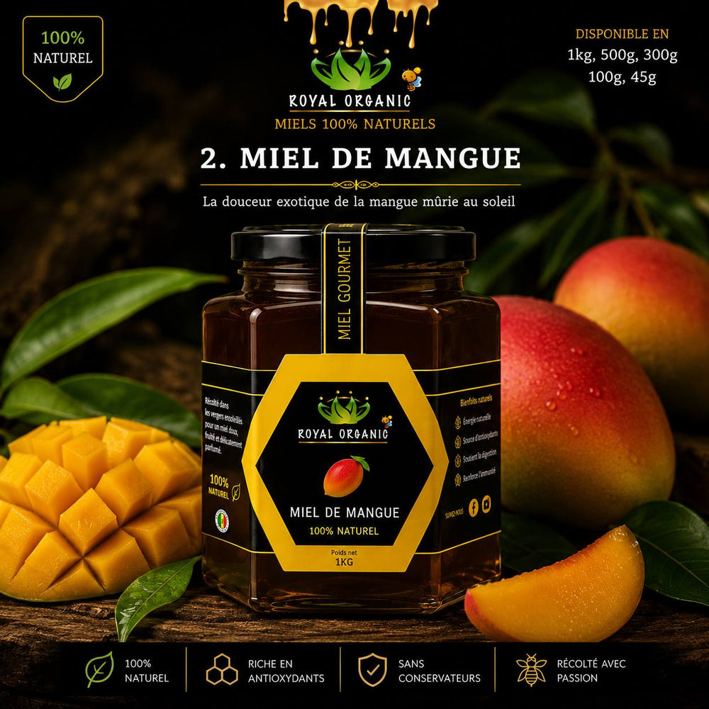 Pot de Miel de Mangue Royal Organic - 100% naturel Sénégal - Tearanga